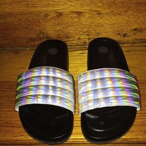 Urban Outfitters Iridescent Slide Sandals